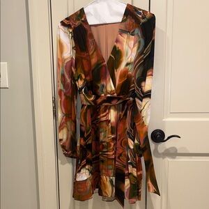 Marie Oliver- Elegant Multicolor Wrap Dress